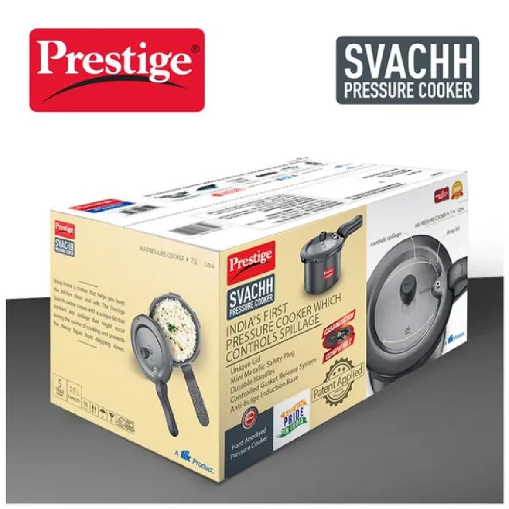 Prestige Svachh Hard Anodised Aluminum Outer Lid Pressure Cooker - Black, 20277, 7.5 L-5.webp